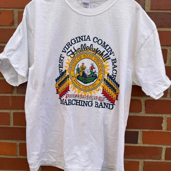 Vtg Earl of Elkview West Virginia Comin' Back Hallelujah Marching Band Shirt XL - Picture 1 of 4